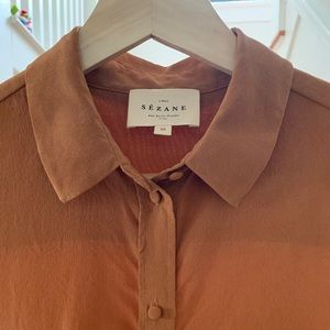 Sezane Ann silk blouse, coffee color, size small